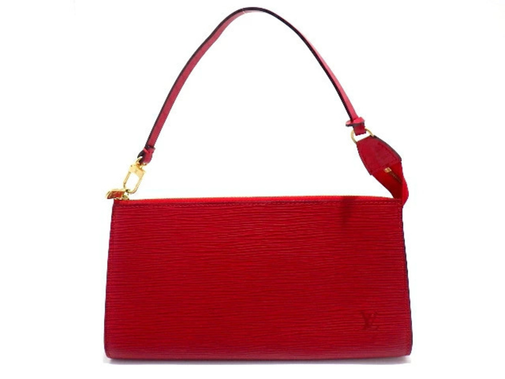 LOUIS VUITTON Bag Pouch Clutch handle Pochette Accessoires Epi Castilian Red